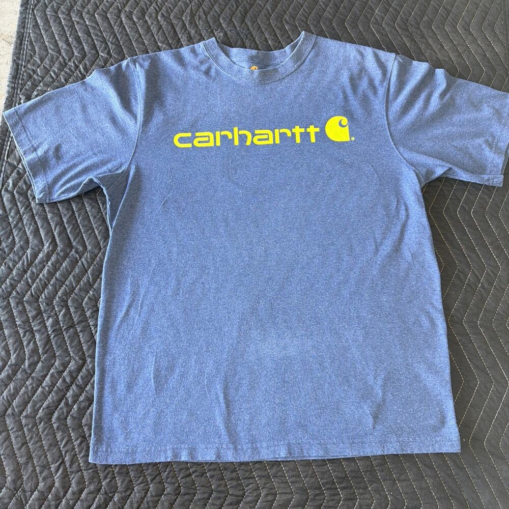 Carhartt Men’s Short Sleeve Green/Blue Crewneck Size L
